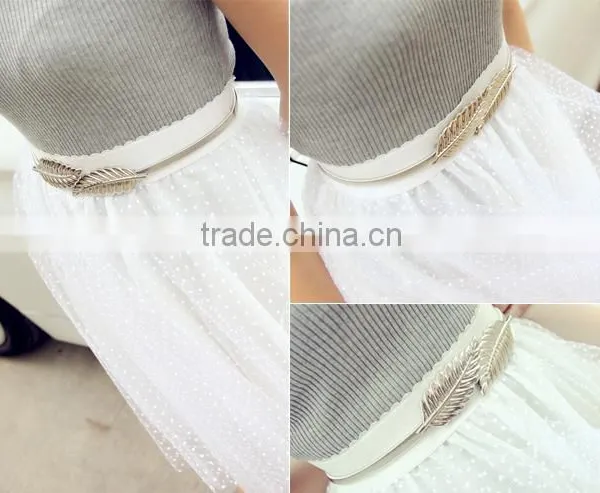 Skinny Elastic Personalized Luxury Women Metal Belts Bright Maple Leaf Chain Belt Decorative Iron Straps photo-4