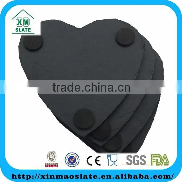 'factory Direct' 10x10cm Natural Edge Set of 4 Heart Shaped Slate Coasters Item BD-1010HD2A photo-4