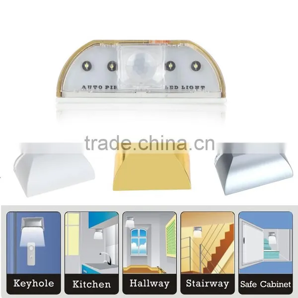 Auto PIR Door Keyhole Motion Sensor Detector LED Night Lights Lamp (Powered by AA Battery) White/Silver/Gold For Choice photo-3