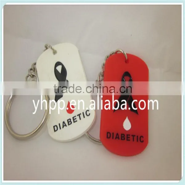 Custom MEDICAL ID DIABETIC Silicone Dog Tag Key Chain Ring 3 Colours photo-3