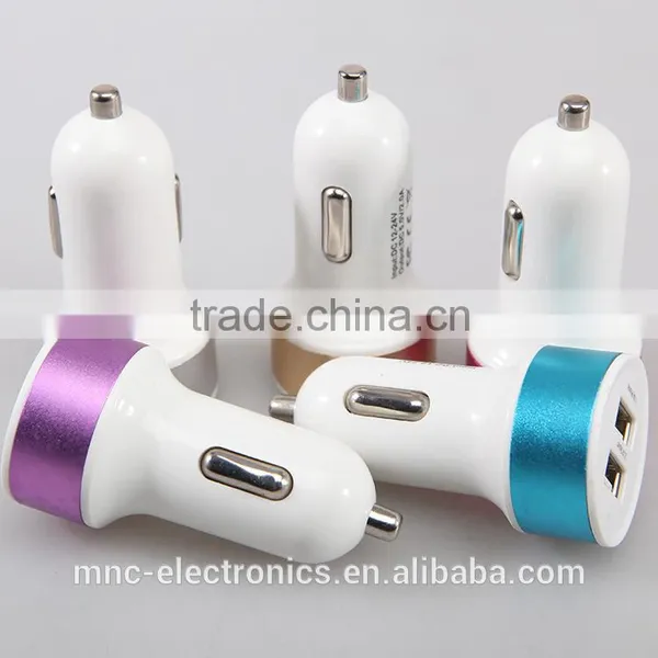 Hot Selling Colorful Dual Usb Output 2.1A Fast Charging Custom Logo Printing Circular Shape Auto Usb Car Charger photo-2
