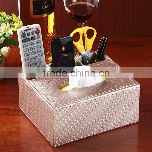 Multi Function Leather Storage bo Creative Desktop Paper Towel Storage bo European Remote Control Storage Seat Dining Room photo-5