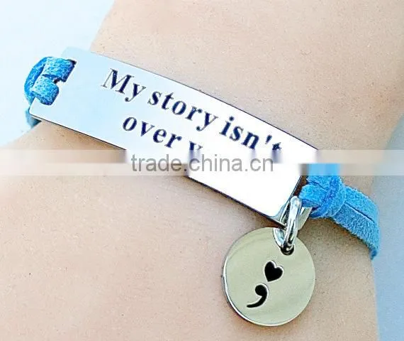Adjustable Chain Microfiber Leather Cord Inspirational Charm Bracelet Supplier's Choice photo-2