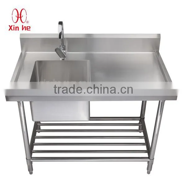 Australia Catering Kitchen Sink With Work Table, Commerical Stainless Steel Kitchen 2 Two Compartment Sink With Drainer photo-5