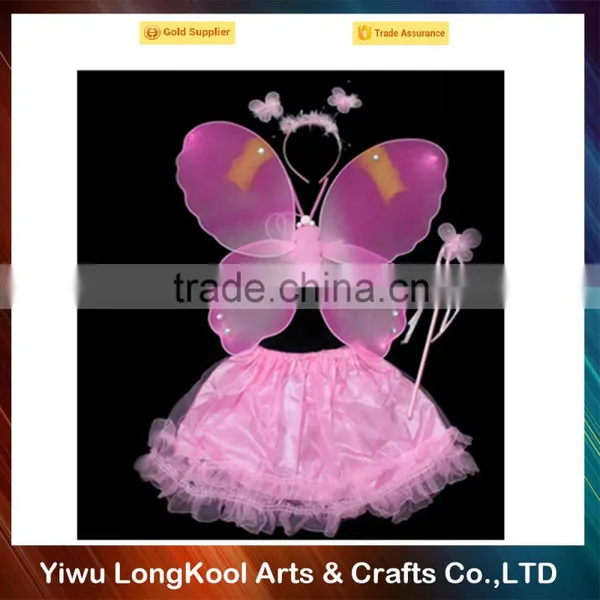 Party Promotion Girls Princess Fairy Wings Set With Wand Tutu Dress Fairy Wings Costume photo-3