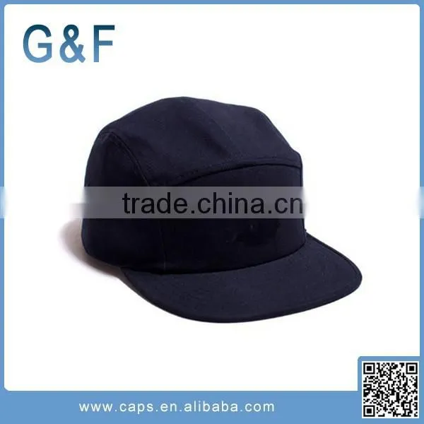 Black Leather Strap 5 Panel Hats 5 Panel Hat With Leather Patch photo-3
