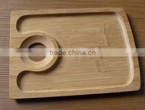 Bamboo Wine Plate for Wine Glass and Snack
