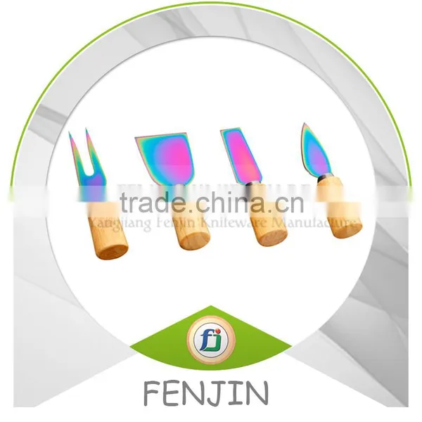 4 PCS High Quality Titanium Coated Cheese Knife Using Set