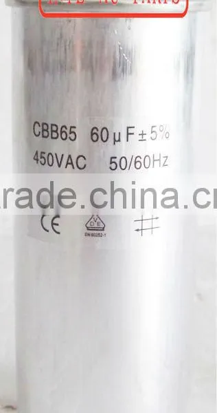 CBB65 Motor Capacitor Air Conditioner Capacitor CBB65 Air Conditioner Motor Start Run Capacitor 60uF 450VAC 50/60Hz