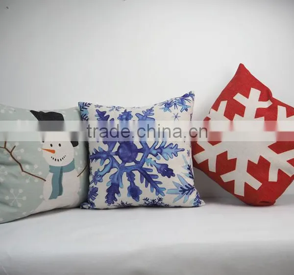 Wholesale custom linen/cotton fabric decorative throw cushion cover christmas digital printed pillow case