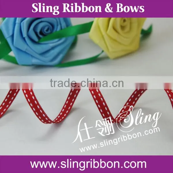 High Quality 6mm Red Stitched Grosgrain Ribbon Wholesale photo-2