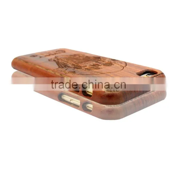 Anit-slip Angry SKULL Engraving WALNUT Wood Phone Protected Case for Iphone 6 in Two Parts photo-5