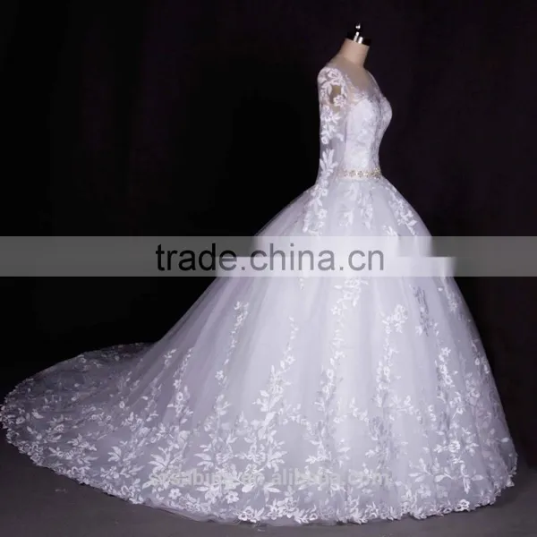 2016 Autumn Full Sleeve Lace Wedding Dress Bridal Dressed High Quality 2016 photo-2