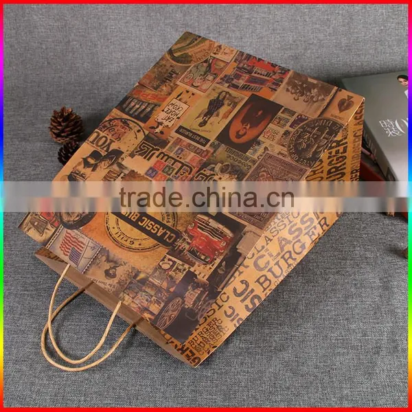 2016 High Quality Recyclable Custom Full Color Printed Kraft Paper Bag photo-2