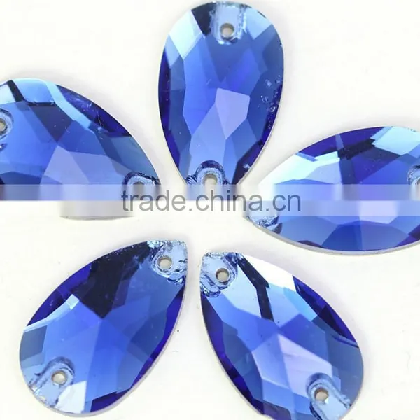 Fashion Teardrop Flat Back Two Holes Crystal Stone Design for Dresses photo-4