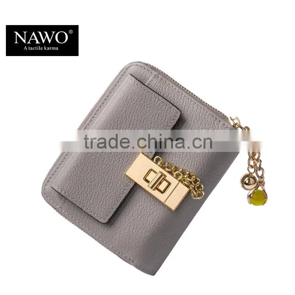 Customized Hasp Open Wallet Women Genuine Leather Coin Hand Purse
