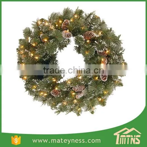 Glittery Bristle Pine Pre-Lit Christmas Wreath photo-4