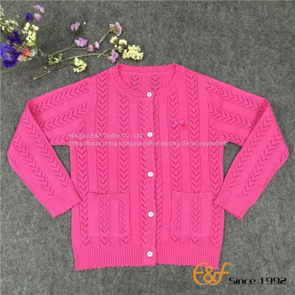 Regular Pointelle Pattern Cardigan Sweater for Girl photo-2