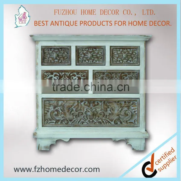 New Coming Antique Tall Wood Cabinet With Many Drawers With Carved Decors photo-4