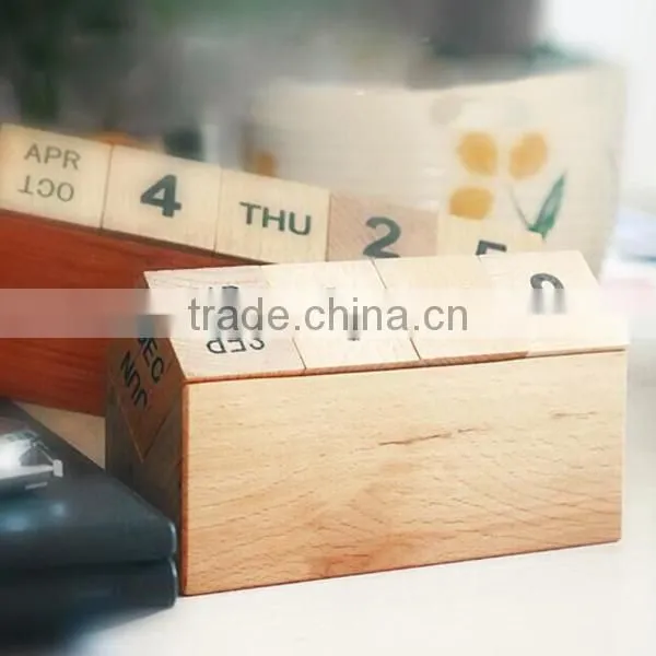 2017 Fashion Hot Sales Custom Beech Solid Wood Box Calendar,Custom Wood Table Calendar photo-3