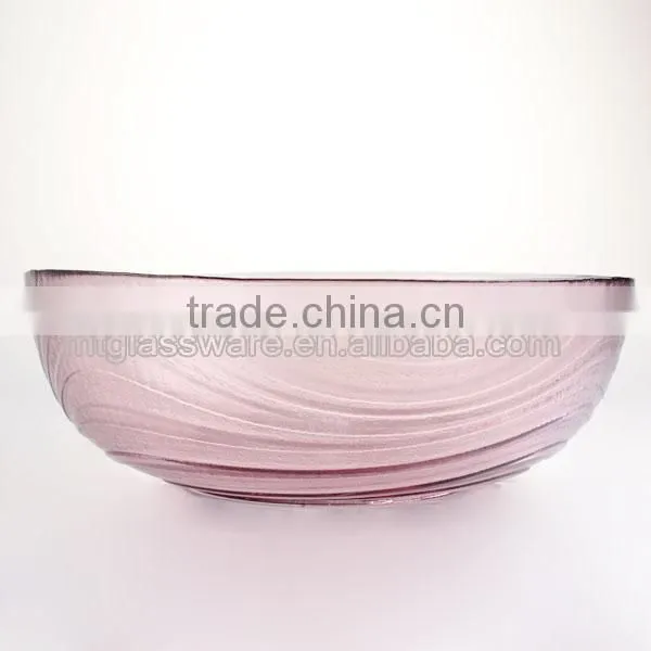 Reusable Colorful Glass Salad Bowl Shallow Fruit Bowl photo-2