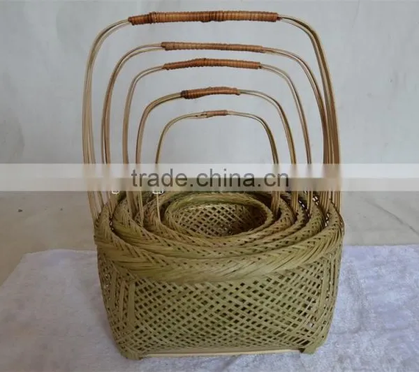 Wholesale Cheap Bamboo Basket With Handle Woven Basket photo-4