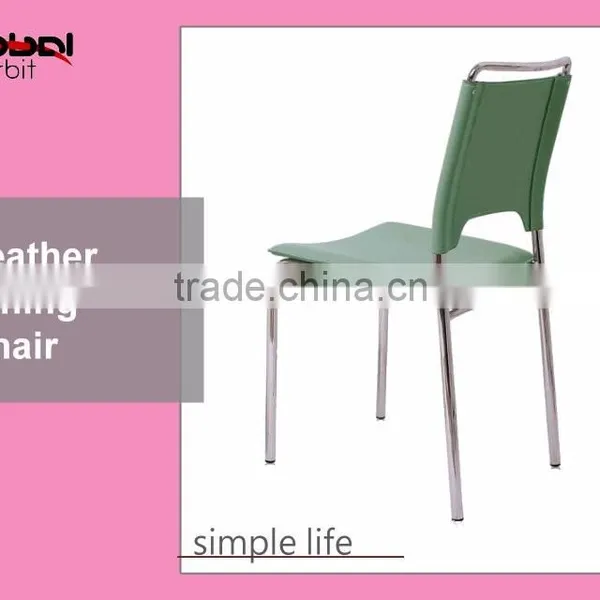 Industrial Style Black PVC Leather Chair Metal Stool Dining Chair photo-3