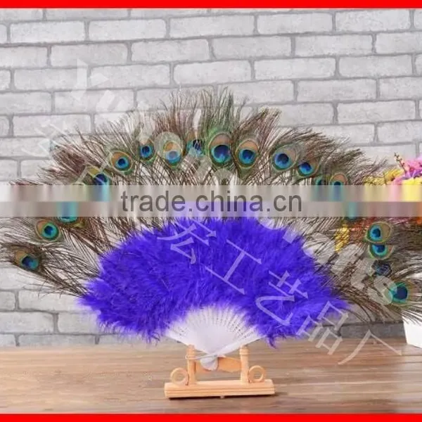 Colorful Plastic Peacock Feather Hand Fan photo-6