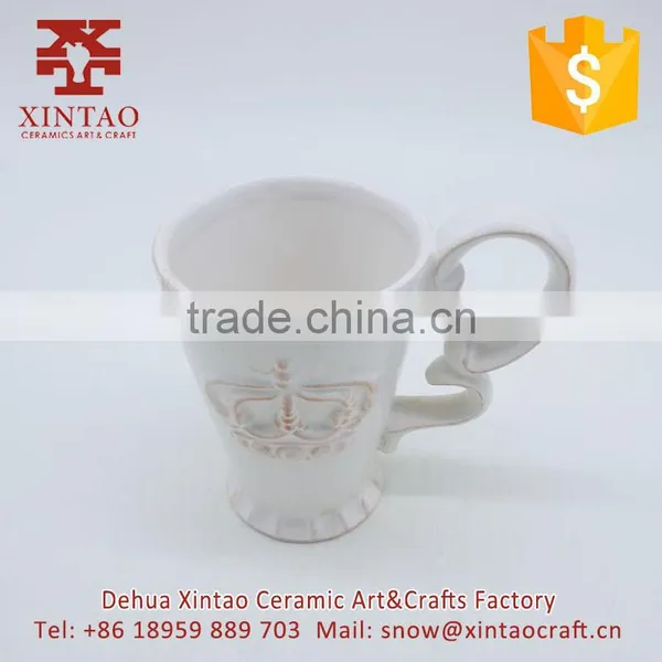 Coffee Ceramic Cup and Saucer,coffee House White Crown Tea Cup Set photo-2