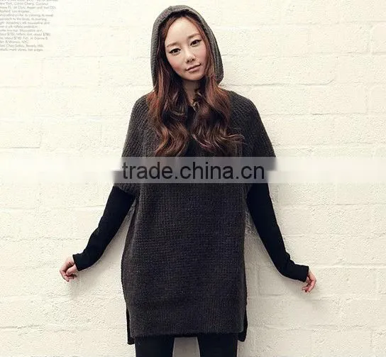 Long Winter Sweater Short Sleeve Loose Cashmere Sweater