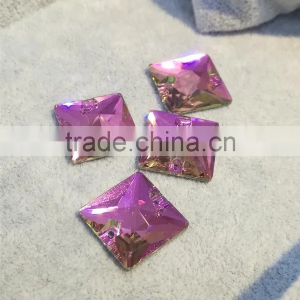 Wholesale Square Rose Color Garment Beads Crystal Sew on Stone for Clothing Making photo-2