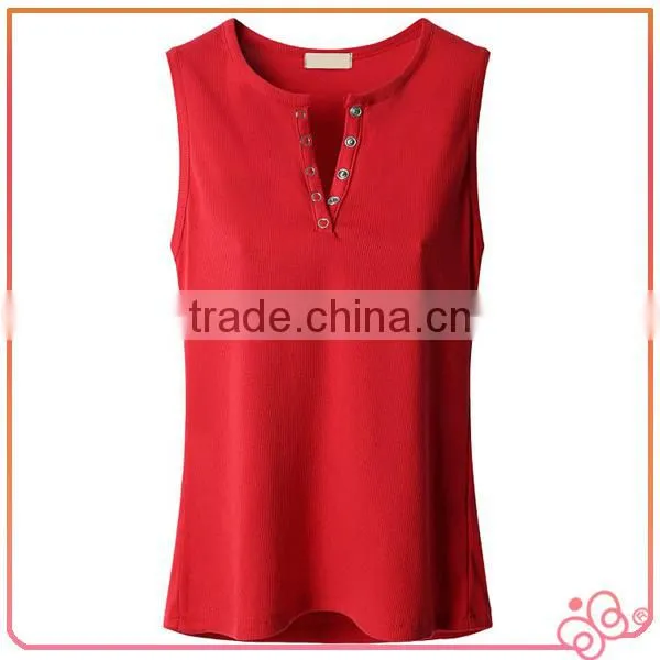 Sleeveless 100%cotton Elegant Single Jersey Ladies Tops photo-6