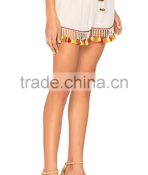 MGOO Latest Design Blank Women Chiffon Shorts Custom Your Logo Casual Shorts With Tassels photo-2