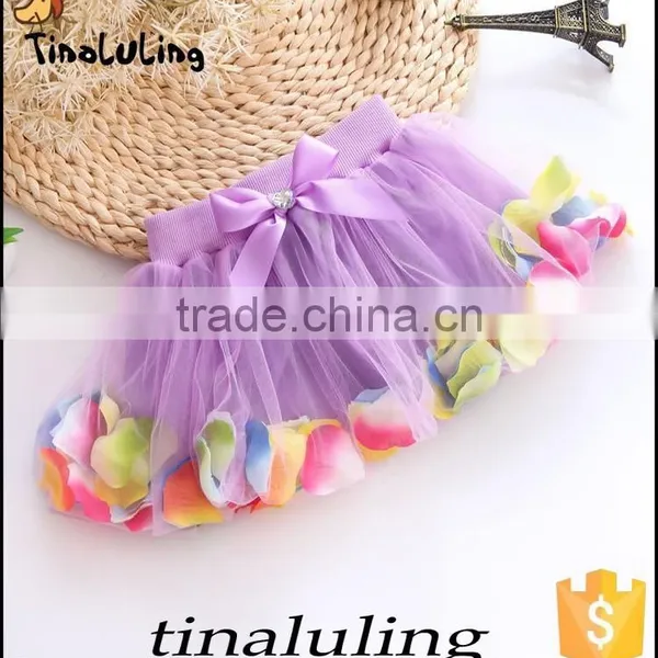 New Arrival Children Tulle Skirt With Flower Petal Kids Flower Girls Tulle Skirt photo-6
