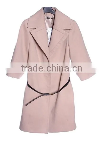 2014-2015 Trench Coat Women Lady Pink Woolen Coat photo-3