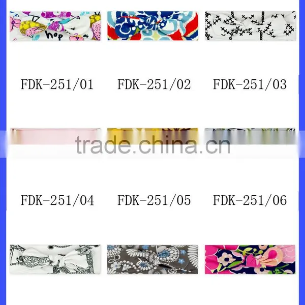 Korean Fancy OEM Service Lovely Style Knitted Pattern Printed Bow Custom Cotton Newborn Baby Headband Accessories photo-5