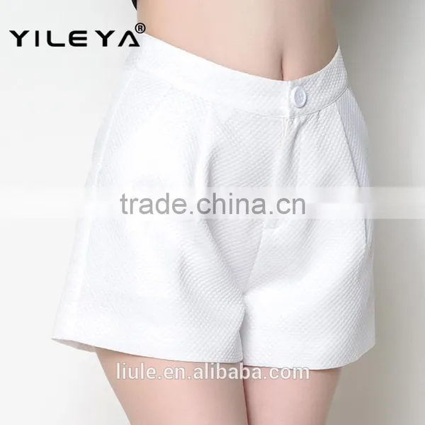 High Fashionable 2016 Latest High Waist Casual White Shorts Women With Pockets photo-3