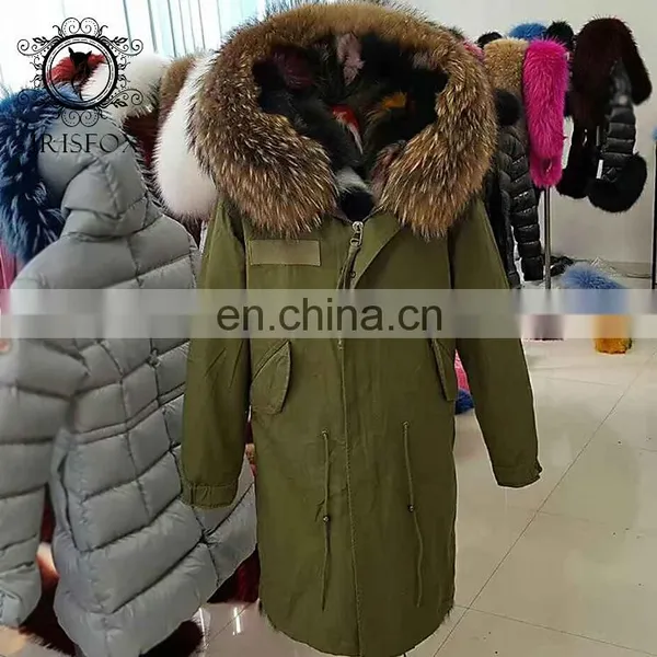2017 Real Fox Fur Wholesale Mens Winter Fur Hooded Jacket Long
