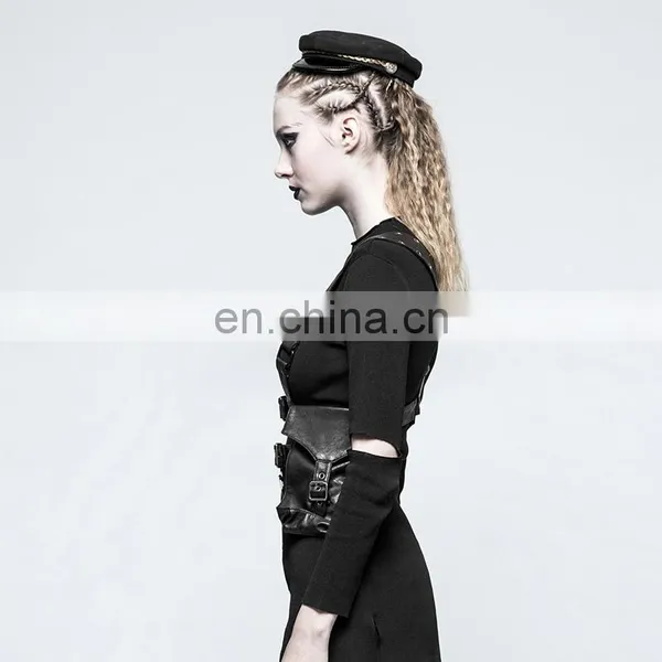 Punk Rave Gothic Black Chest Harness-top With Pockets S-217 photo-2