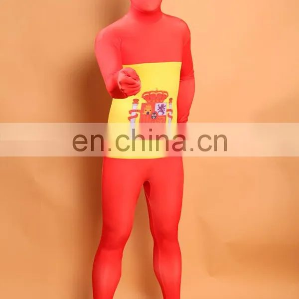 Spanish Flag Zentai Second Skin Spain Suit Fancy Dress Costume Spandex Lycra photo-3