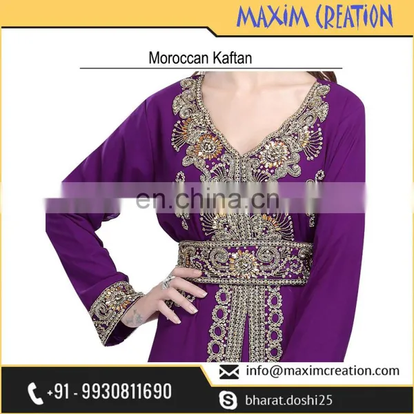 Modern Dubai Caftan With Unique Hand Made Embroidery Design 6011 photo-2
