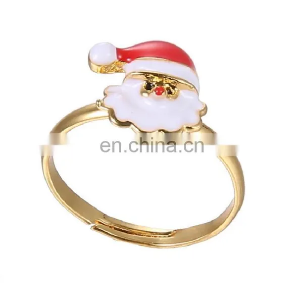 Latest Gold Finger Ring Designs Lovely Adjustable Christmas Santa Claus Ring photo-2