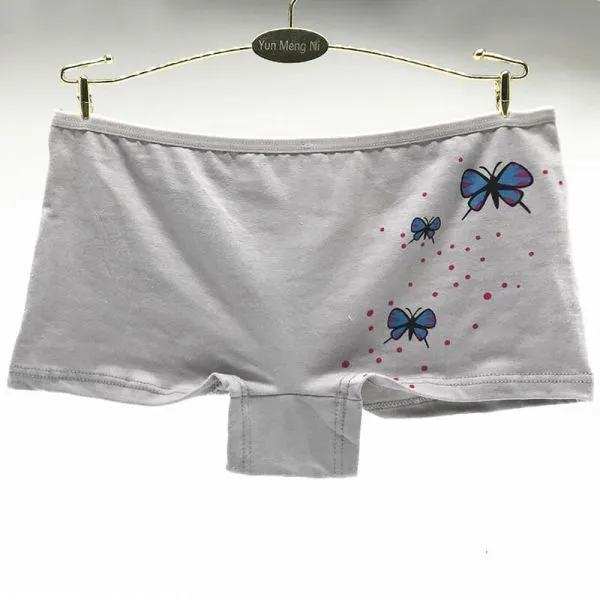 Yun Meng Ni Sexy Underwear Custom Butterfly Print Women Boyshorts Cheap Cotton Panty For Woman photo-5