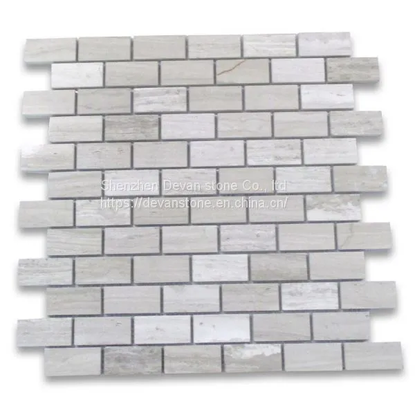 White Wooden Marble Bathroom Wall Mosaic photo-5