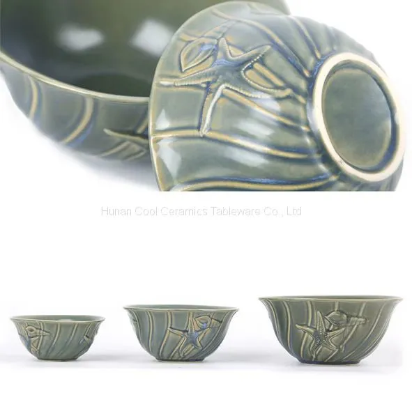 Boutique Embossed Ceramic Soup Bowl Set Ceramic Bowls photo-3