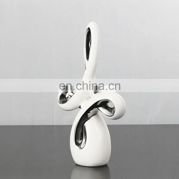 Nordic Modern Hotel Home Decoration Creative Design Artwork Silver-plated Ceramic Living Room Ornaments photo-3