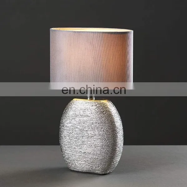 America Wholesale Hotel Home Decor Custom Made Ceramic Base Unique Fancy Cheap Silver Table Lamps for Gift photo-5