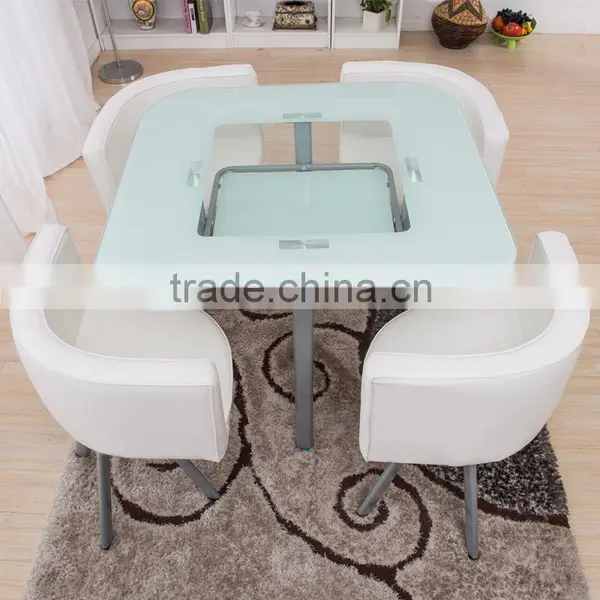 Modern Round Dining Table With Leather Chairs photo-2