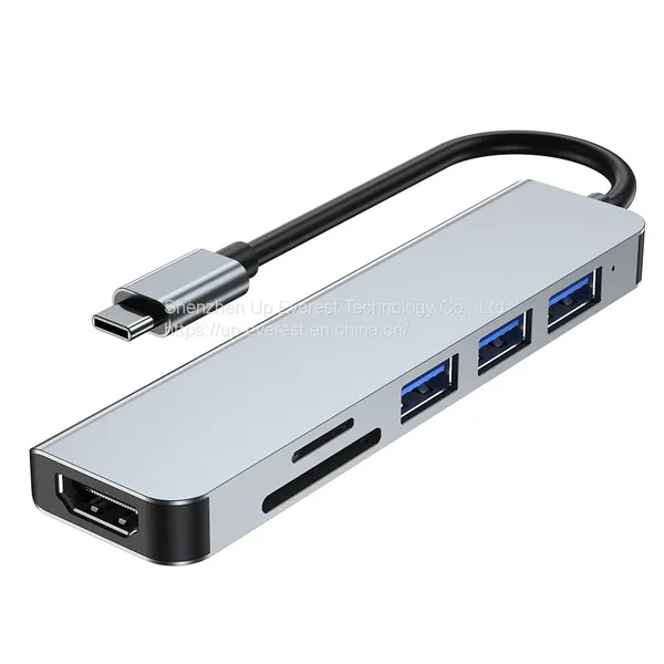 Aluminum 6 In 1 USB Hub HDMI*1+USB3 .0*1+USB 2.0*2+micro SD*1+SD*1 photo-3
