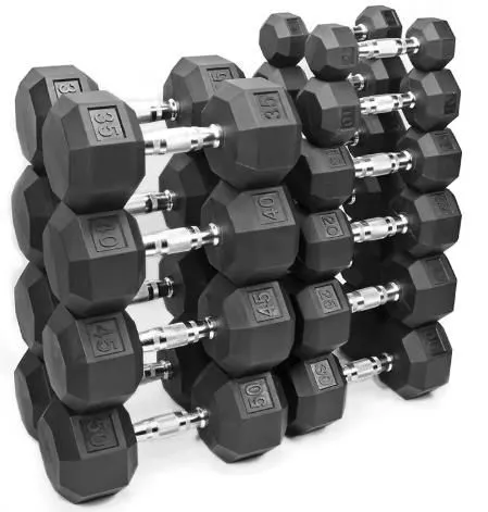 Wholesale Fitness Workout 5pounds-90Pounds Professional Gym Weight Lifting Training Rubber Hex Dumbbells photo-2